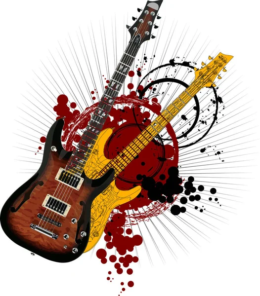 Guitarra Oro Sobre Fondo Brillante Rojo Negro Colores — Foto de Stock