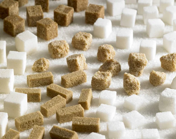 Montão Cubos Açúcar Branco Isolado Preto — Fotografia de Stock