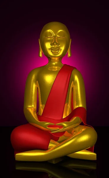 Buddha Freskó Piros Arany — Stock Fotó