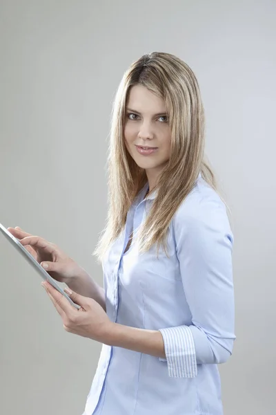 young woman with i-pad
