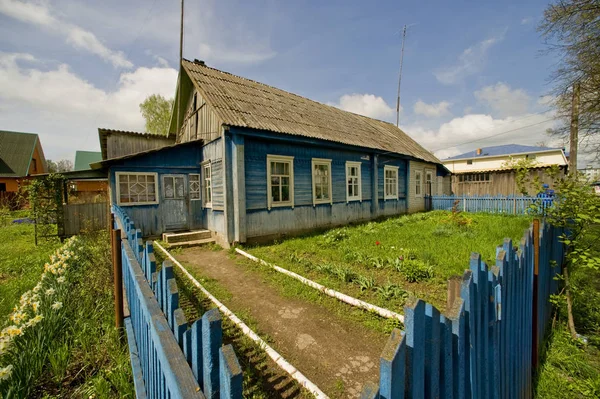 Tradicional Casa Rural Madera Provincia Rusa — Foto de Stock