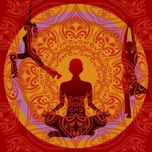 Yoga Meditatie Vectorillustratie — Stockfoto