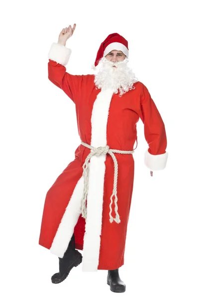 Père Noël Dansant Isolé Sur Fond Blanc — Photo