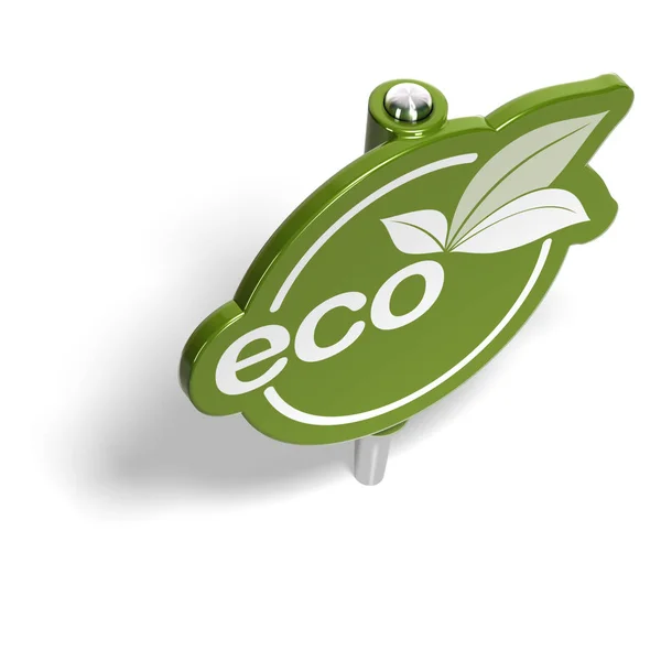 绿色环保标志 类似于推杆 用于在白色背景上传递环保信息 — 图库照片
