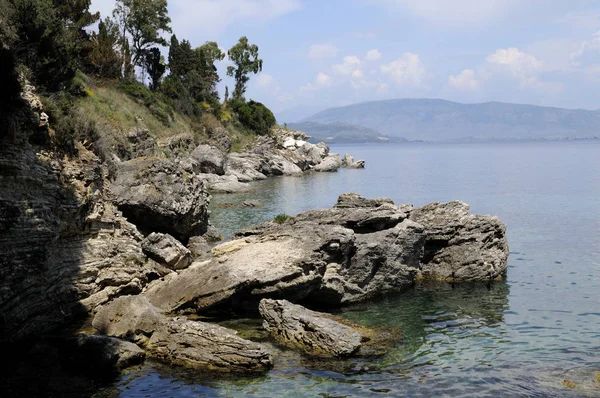 Corfu Sziget Görögország Kilátás Corfu Szigetről Földközi Tengeren Keresztül — Stock Fotó