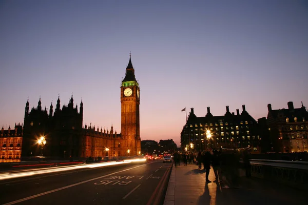 Big Ben Westminster Bridge Látható — Stock Fotó