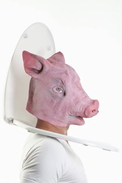 Schwein Maske Auf Weißem Hintergrund — Stockfoto