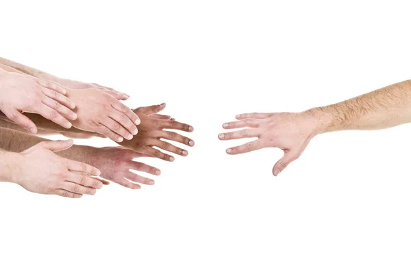 Hand Reaching Out Help Isolated White Background — Stock Photo, Image