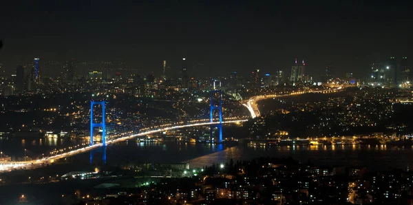 Городское Освещение Боссорный Мост Стамбула — стоковое фото