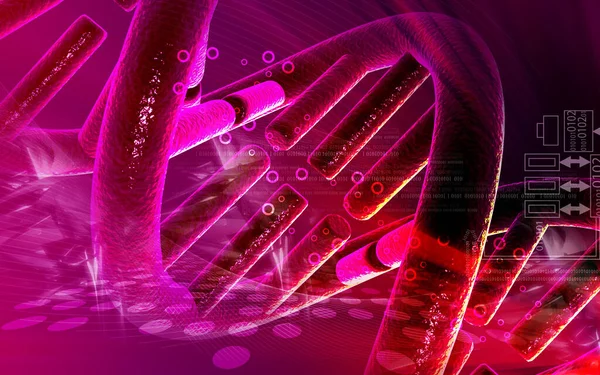 Digitale Illustration Dna Struktur Farbigen Hintergrund — Stockfoto