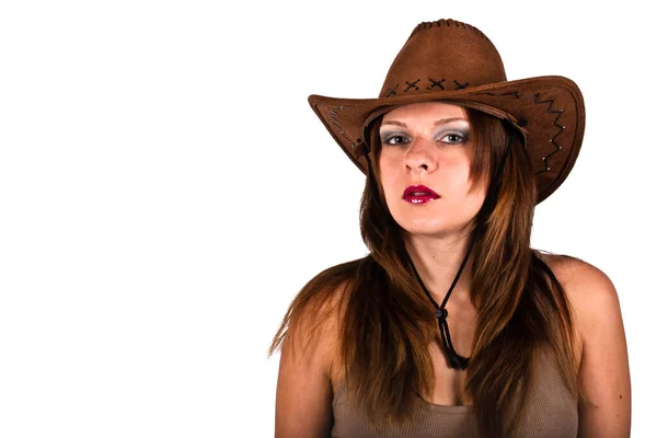 Sexy Jonge Vrouw Met Cowboy Hoed — Stockfoto