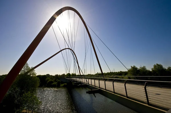 Beroemde Brug Het Kanaal Van Rhein Herne Gelsenkirchen — Stockfoto