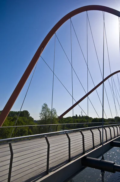 Berühmte Brücke Über Den Rhein Herne Kanal Gelsenkirchen — Stockfoto