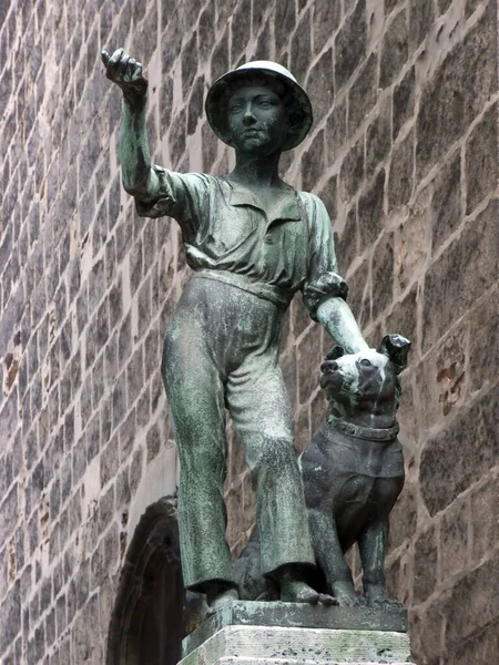 Monument Trädgårdsmästare Pojke Med Hund Framför Blasiikirche Ncreated 1911 Skulptör — Stockfoto
