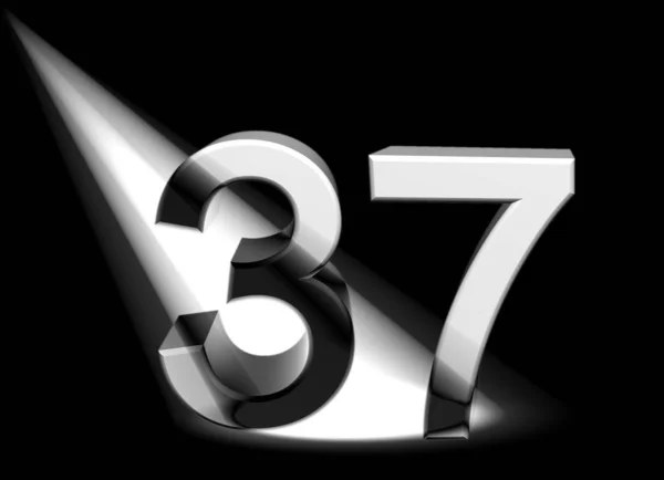 黑色和白色号码3D渲染37 — 图库照片