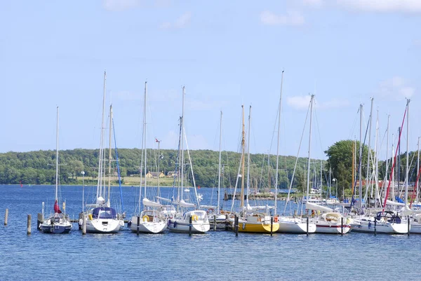 Barche Vela Porto Turistico Sull Isola Danese Funen — Foto Stock