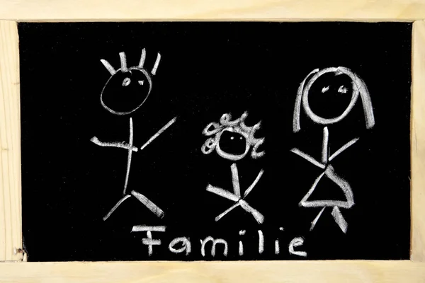 一个有家庭画图的委员会 — 图库照片