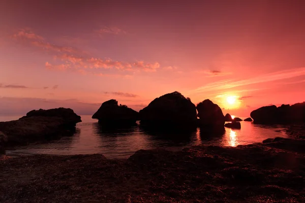 Красивый Восход Солнца Пляже Порто Фабо Закинф Греция — стоковое фото