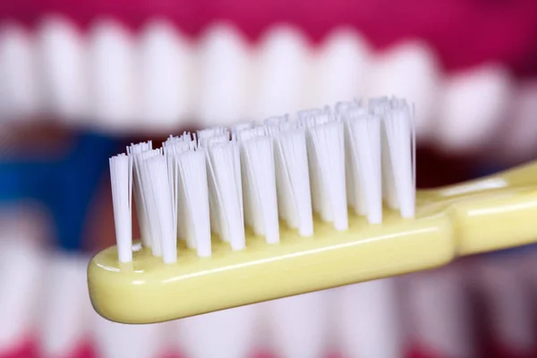 Escovar Dentes Com Escova Dentes — Fotografia de Stock