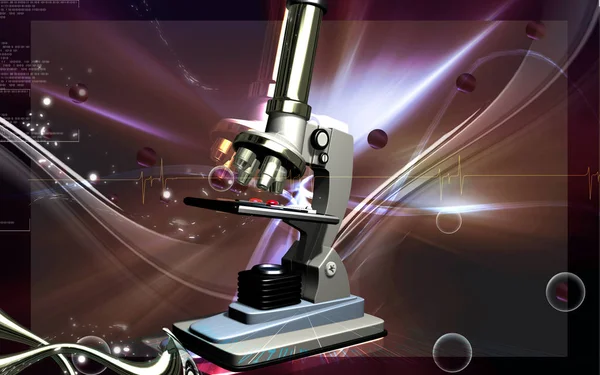 Ilustración Digital Del Microscopio Fondo Color — Foto de Stock
