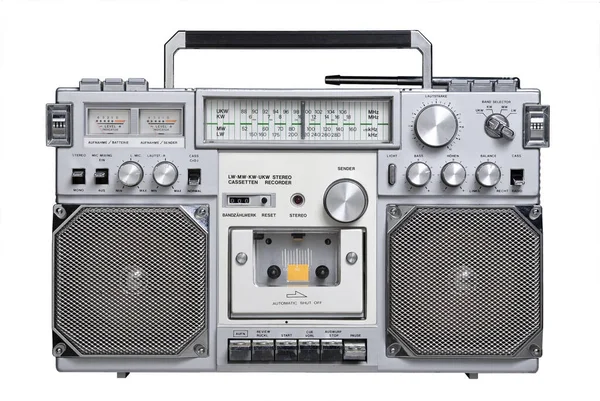 Retro Gravador Rádio Isolado Fundo Branco — Fotografia de Stock