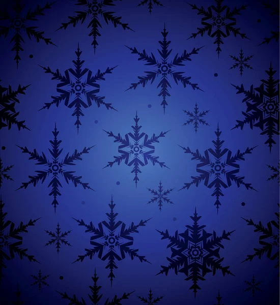 Naadloze Blauwe Vector Achtergrond Met Diverse Sneeuwvlokken — Stockfoto