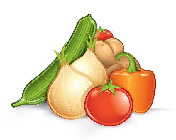 Vector Illustration Various Vegetables Pile — Stock Photo, Image