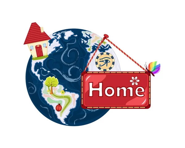 Home Sweet Home Red Onze Planeet Aarde Geïsoleerd Witte Achtergrond — Stockfoto