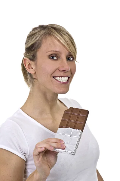 Giovane Donna Con Cioccolato — Foto Stock