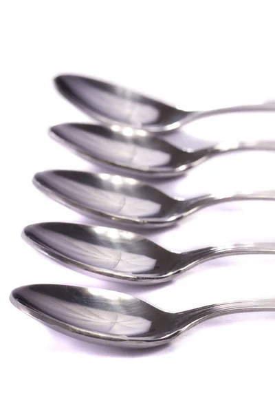 Close View Detail Some Spoons Isolated White Background — Stock Photo, Image