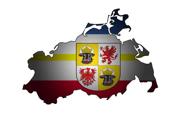 Mapa Aislado Mecklenburg Región Occidental Pomerania Con Bandera — Foto de Stock