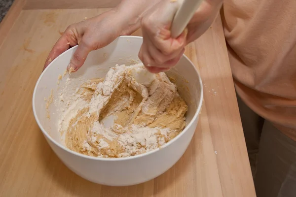 Yeast Dough Stirred Stirring Spoon — Stock Photo, Image