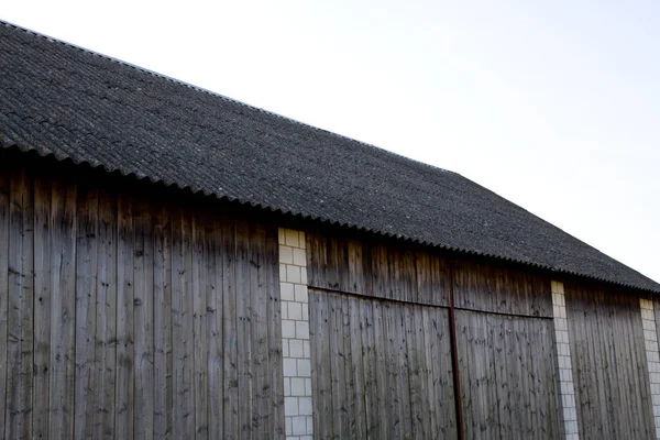 Részletes Vintage Pajta Fából Fehér Kőből — Stock Fotó