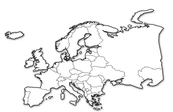 欧洲与国家边界的旧政治地图 — 图库照片