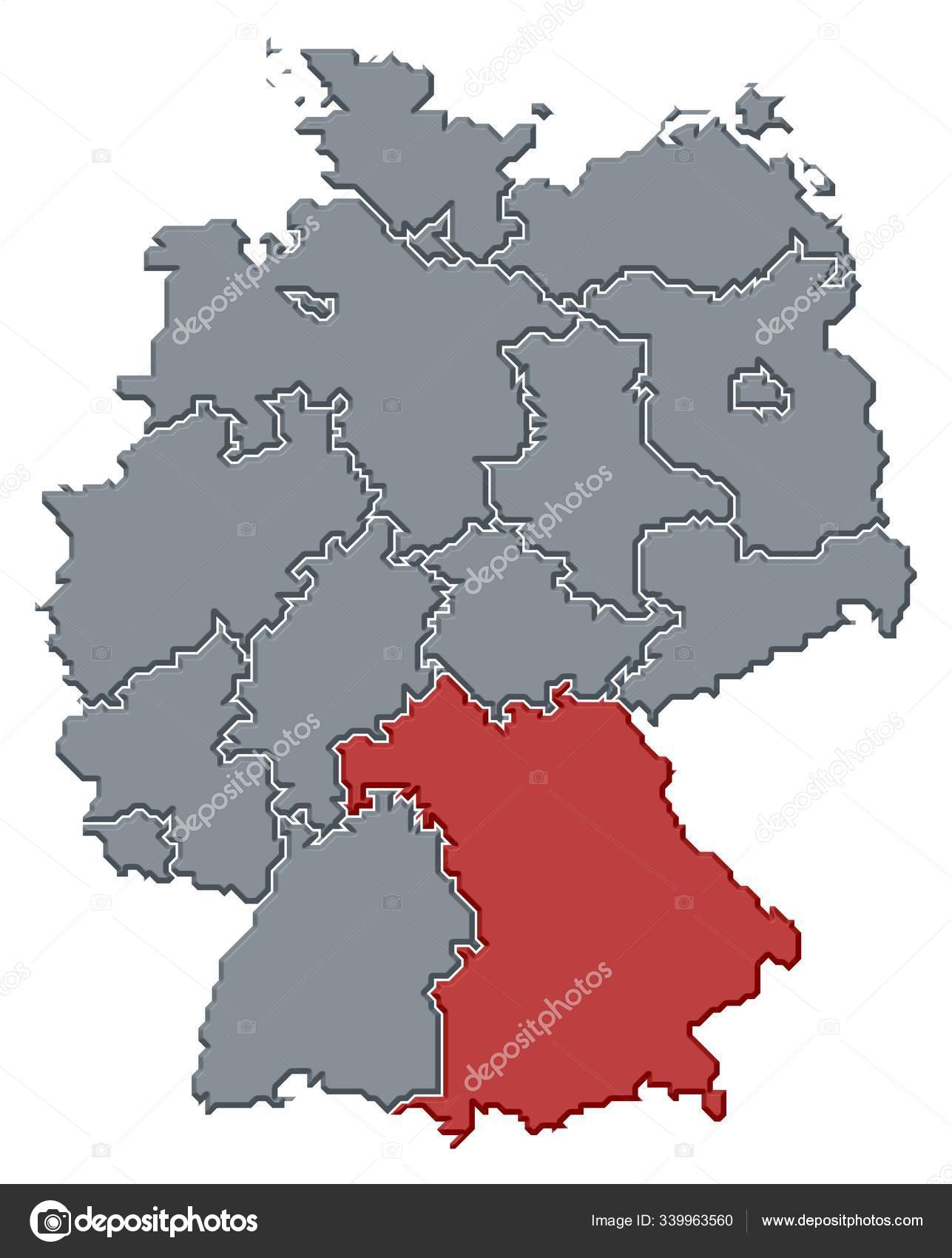 Political Map Germany Several States Bavaria Highlighted Stock Photo by ...