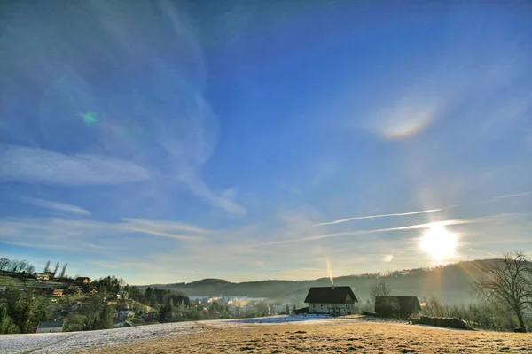 Paisagem Inverno Com Árvores Cobertas Neve — Fotografia de Stock