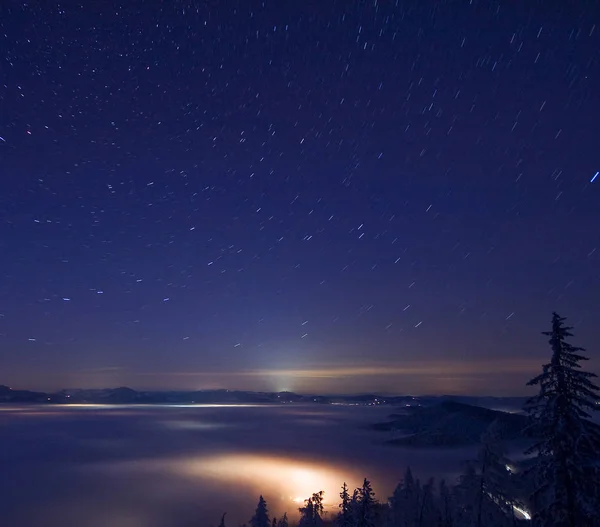 Světelné Znečištění Alpách — Stock fotografie