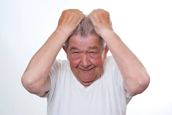 Senior Tearing Her Hair — Stock Photo, Image