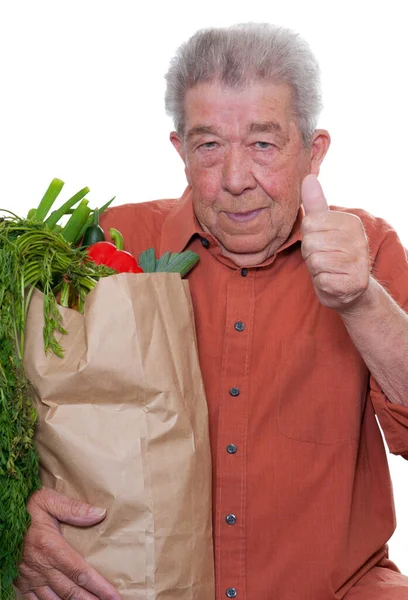 Senior Carrying Shopping Bag — Stock Photo, Image