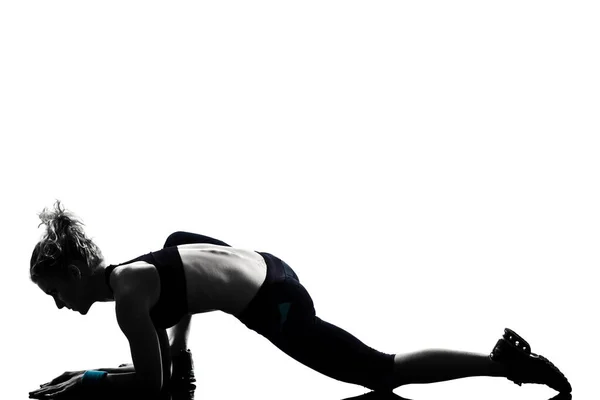 Bir Kadın Egzersiz Egzersiz Fitness Aerobik Egzersiz Duruş Izole Studio — Stok fotoğraf