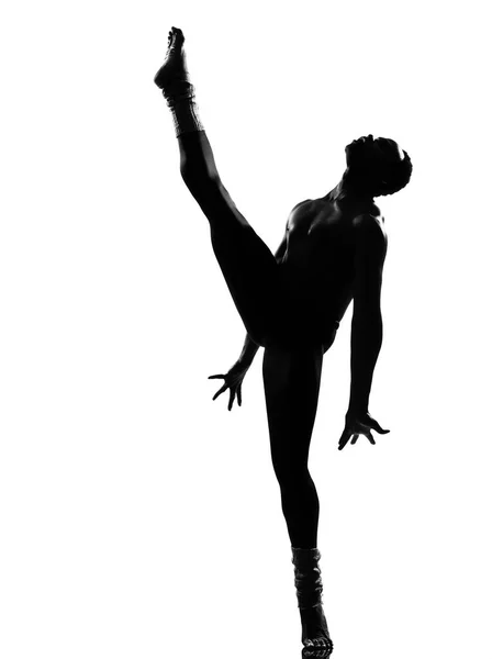 Hombre Africano Bailarín Bailando Estudio Aislado Fondo Blanco —  Fotos de Stock