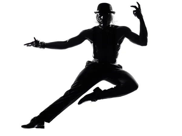 Homem Africano Dançarino Dançando Estúdio Isolado Fundo Branco — Fotografia de Stock