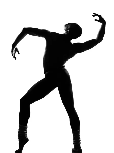 Jeden Człowiek Afryki Tancerz Taniec Studio Białym Tle — Zdjęcie stockowe