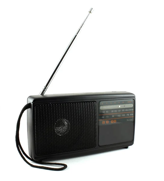 Czarne Radio Izolowane Białym Tle — Zdjęcie stockowe