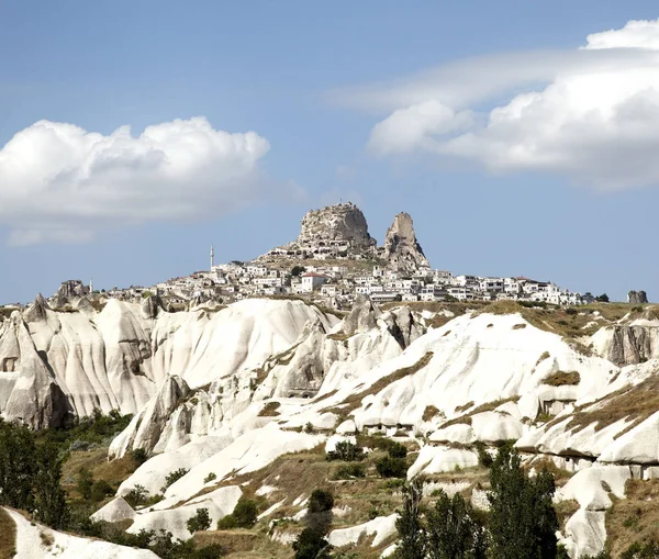 Uchisar Parte Superior Vista Del Terreno Piedra Caliza Goreme Formato —  Fotos de Stock