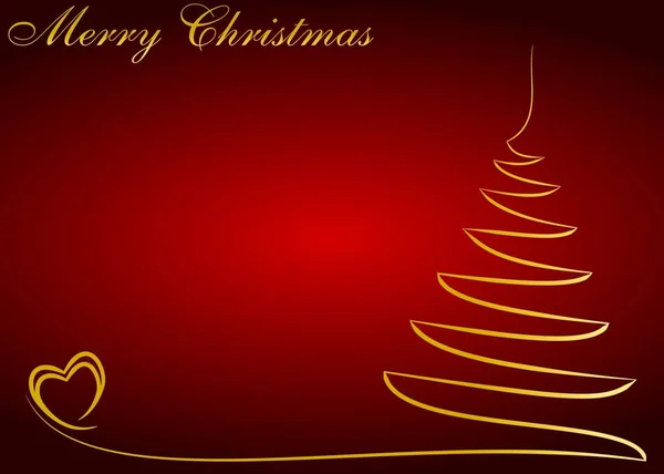 黄金のハート型をした赤いクリスマスの背景 — ストック写真