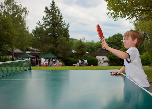 Діти Молодість Спілкування Гра Ігри Настільний Теніс Спорт Природа Активний — стокове фото