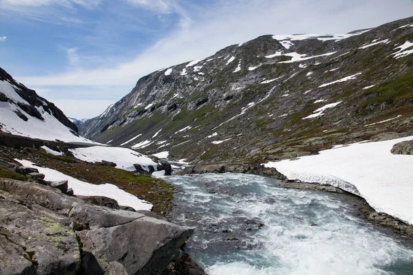 Cours Eau Montagne Norvège — Photo