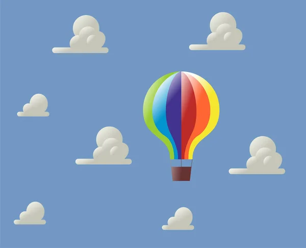 Balão Colorido Voando Céu Azul Com Ilustração Nuvens — Fotografia de Stock