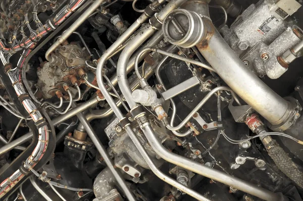 Detail Detailu Komplexního Tryskového Motoru — Stock fotografie